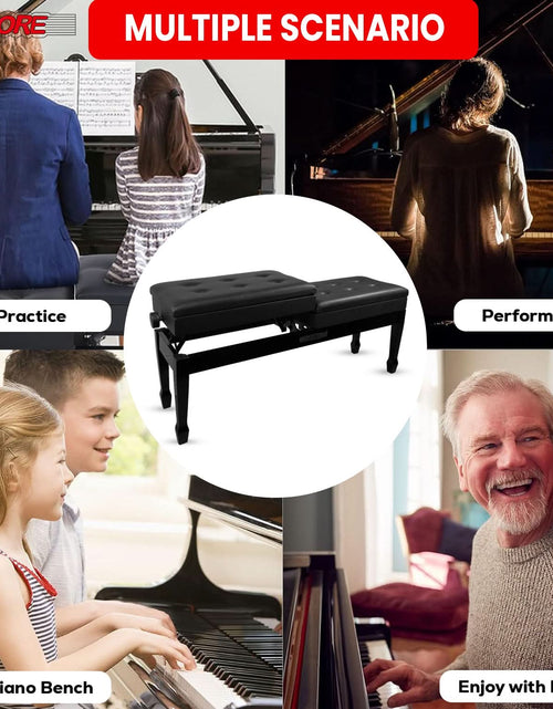 Load image into Gallery viewer, 5CORE Duet Piano Bench W Storage for Two Wooden Adjustable Keyboard Stool - Adults &amp; Kids
