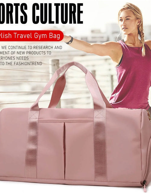 Load image into Gallery viewer, Gym Bag,Travel Duffel Bag ,Sport Gym Tote Bags Swimming Yoga,Waterproof Weekend Overnight Bag,Carry on Bag,Personal Item Travel Bag,Workout Dance Bag for Men &amp; Women,Pink

