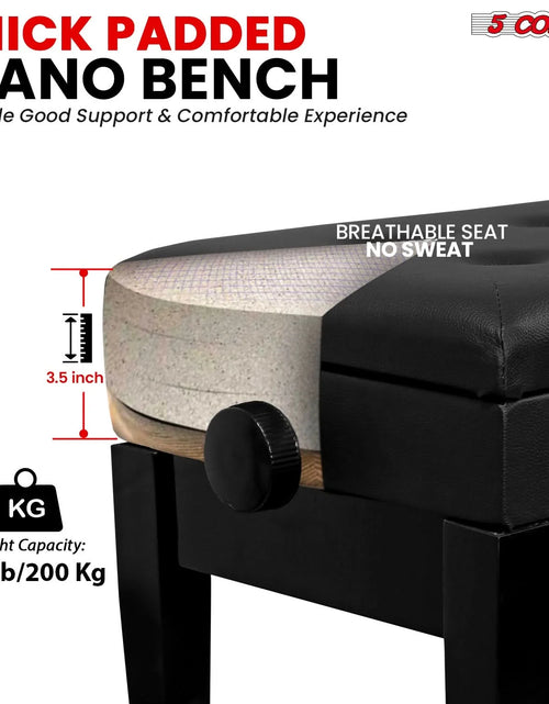 Load image into Gallery viewer, 5CORE Duet Piano Bench W Storage for Two Wooden Adjustable Keyboard Stool - Adults &amp; Kids
