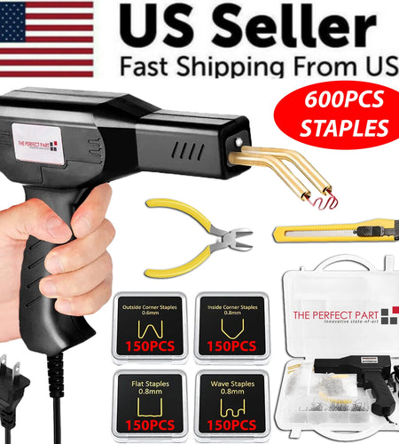 Hot Stapler Car Bumper Fender Fairing Welder Gun Plastic Repair Kit +600 Staples