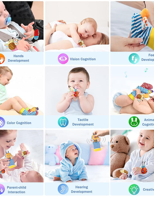 Load image into Gallery viewer, Baby Rattles Toys for 0-12 Month, Infant Girl Boy Toys for Babies 3-6 Months, Newborn Hand &amp; Foot Toys for 0 to 9 Months, Baby Shower Gifts Set with Wrist Rattle Socks
