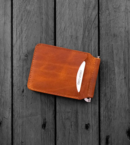 Hodica Larga - Genuine Leather Natural Money Clip Wallet