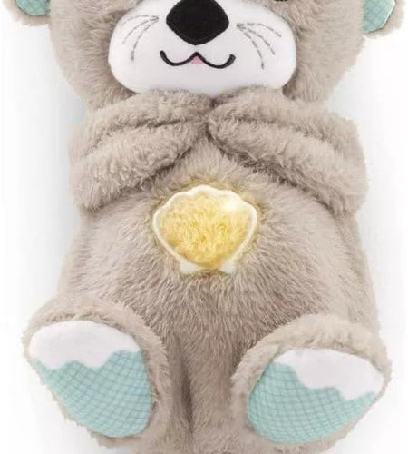Fisher-Price Sound Machine Soothe 'N Snuggle Otter Portable Plush Baby Toy with Sensory Details Music Lights & Rhythmic Breathing Motion