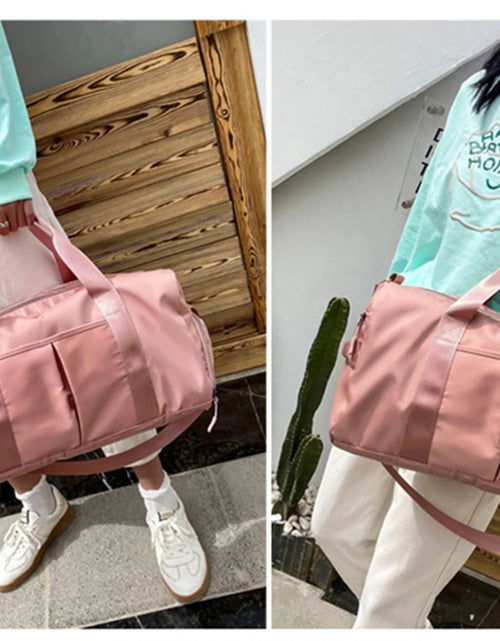 Load image into Gallery viewer, Gym Bag,Travel Duffel Bag ,Sport Gym Tote Bags Swimming Yoga,Waterproof Weekend Overnight Bag,Carry on Bag,Personal Item Travel Bag,Workout Dance Bag for Men &amp; Women,Pink
