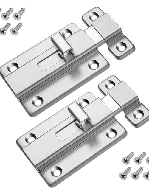 Load image into Gallery viewer, 2Pcs Stainless Steel Latch Sliding Silver Doors Lock Keyless Door Bolt for Doors
