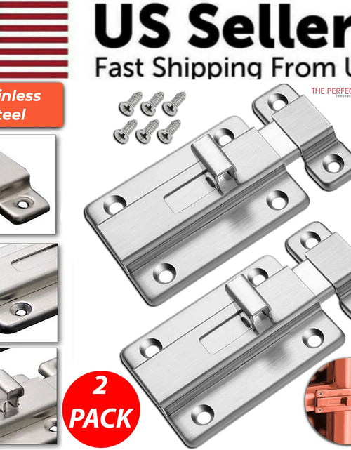 Load image into Gallery viewer, 2Pcs Stainless Steel Latch Sliding Silver Doors Lock Keyless Door Bolt for Doors

