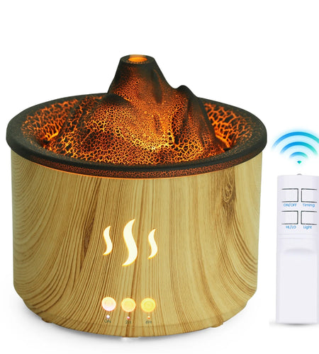 Essential Oil Diffuser,400Ml Flame Diffuser, Air Humidifier with Remote Control,For Bedroom Home, Wood Color