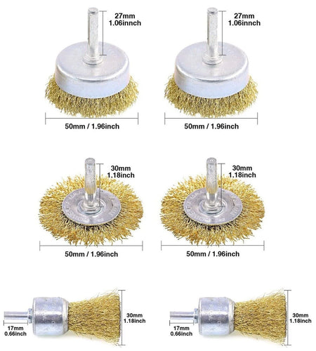 2-Pack 3 Pcs Wire Brush Wheel Set Cup Drill Bit Rust Paint Attachment 1/4" USA
