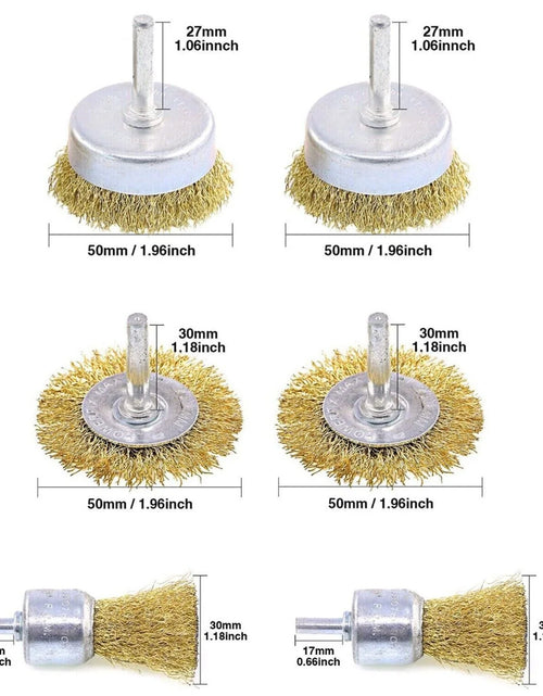 Load image into Gallery viewer, 2-Pack 3 Pcs Wire Brush Wheel Set Cup Drill Bit Rust Paint Attachment 1/4&quot; USA
