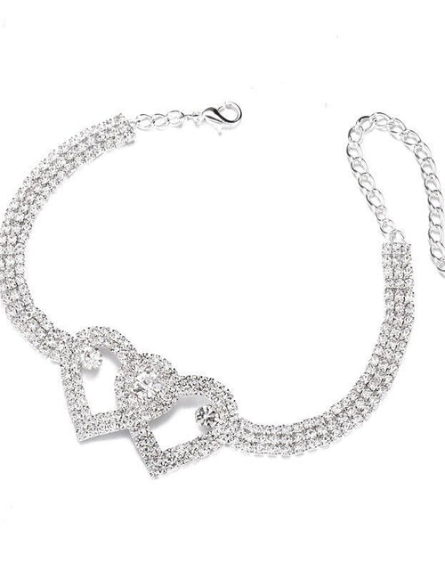 Load image into Gallery viewer, Double Heart Anklet Bracelet Love Barefoot Chain Bling Crystal Ankle Bracelet US
