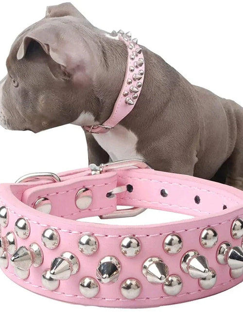 Load image into Gallery viewer, Spiked Studded Leather Dog Collar Rivets Pet Small Large Cat Pit Bull Adjustable

