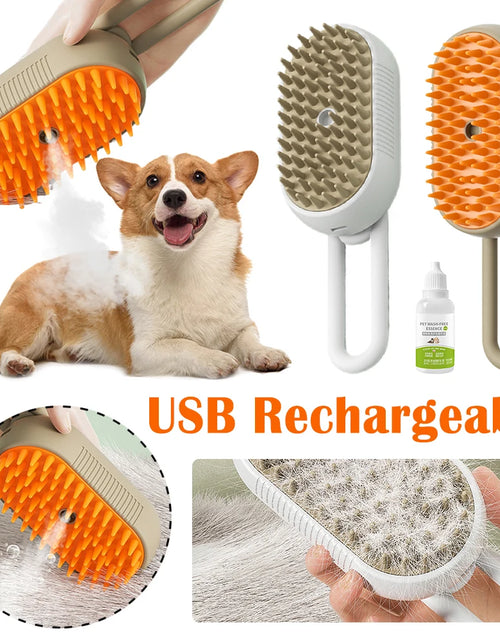 Load image into Gallery viewer, Cat Steam Brush Steamy Dog Brush Electric Spray Cat Hair Brushes with Electric Water USB Rechargeable Cat Dog Massage Brush
