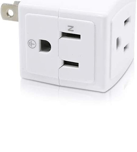 Adapter Outlet Extender, 2-Prong to 3-Prong Mini Wall Plug, Multi Outlet Splitter with 3 Outlets