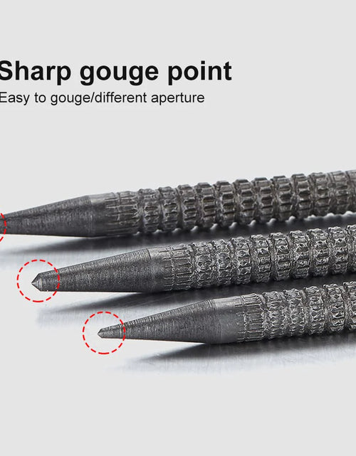 Load image into Gallery viewer, 4 Piece Nail Setter &amp; Center Punch Set 4&quot; Wood Metal Super Impact Resistance USA
