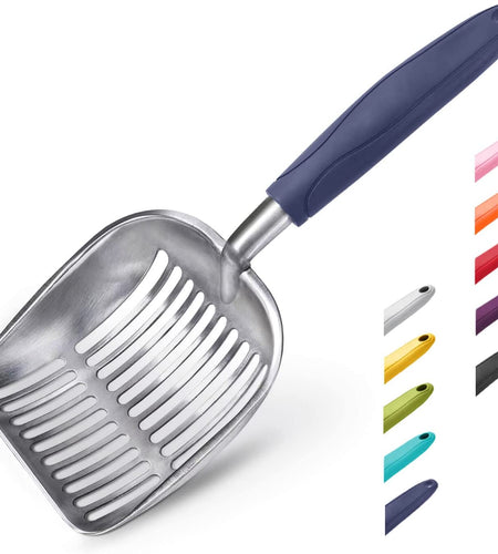 Cat Litter Scoop, Aluminum Alloy Sifter, Kitty Metal Scooper, Deep Shovel, Long Handle, Poop Sifting, Kitten Pooper Lifter, Durable, Heavy Duty, for Litter Box