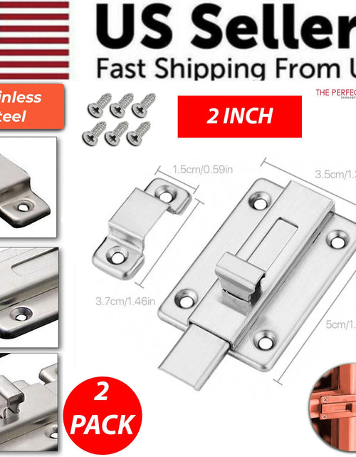 Load image into Gallery viewer, 2Pcs Stainless Steel Latch Sliding Silver Doors Lock Keyless Door Bolt for Doors

