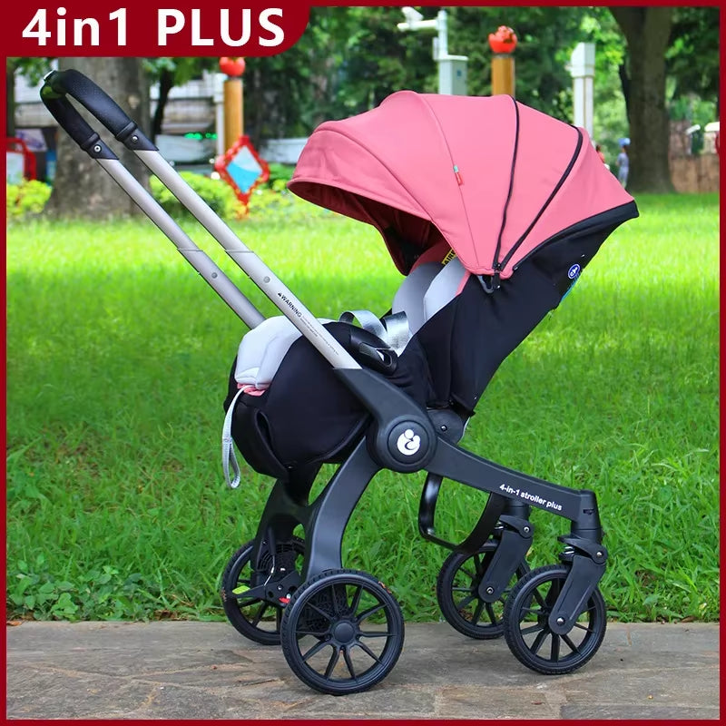 New Baby Stroller 4In1 Multifunctional Newborn Baby Carriage 3In1 Stroller Foldable Basket Type Seat