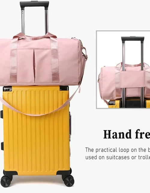 Load image into Gallery viewer, Gym Bag,Travel Duffel Bag ,Sport Gym Tote Bags Swimming Yoga,Waterproof Weekend Overnight Bag,Carry on Bag,Personal Item Travel Bag,Workout Dance Bag for Men &amp; Women,Pink
