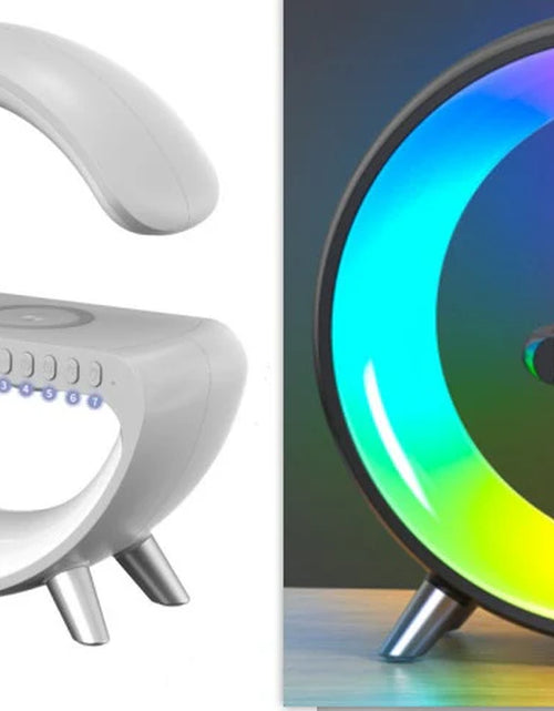 Load image into Gallery viewer, New Intelligent G Shaped LED Lamp Bluetooth Speake Wireless Charger Atmosphere Lamp App Control for Bedroom Home Decor
