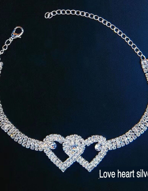 Load image into Gallery viewer, Double Heart Anklet Bracelet Love Barefoot Chain Bling Crystal Ankle Bracelet US
