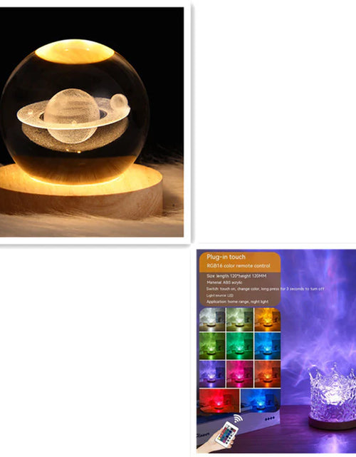 Load image into Gallery viewer, LED Water Ripple Ambient Night Light USB Rotating Projection Crystal Table Lamp RGB Dimmable Home Decoration 16 Color Gifts
